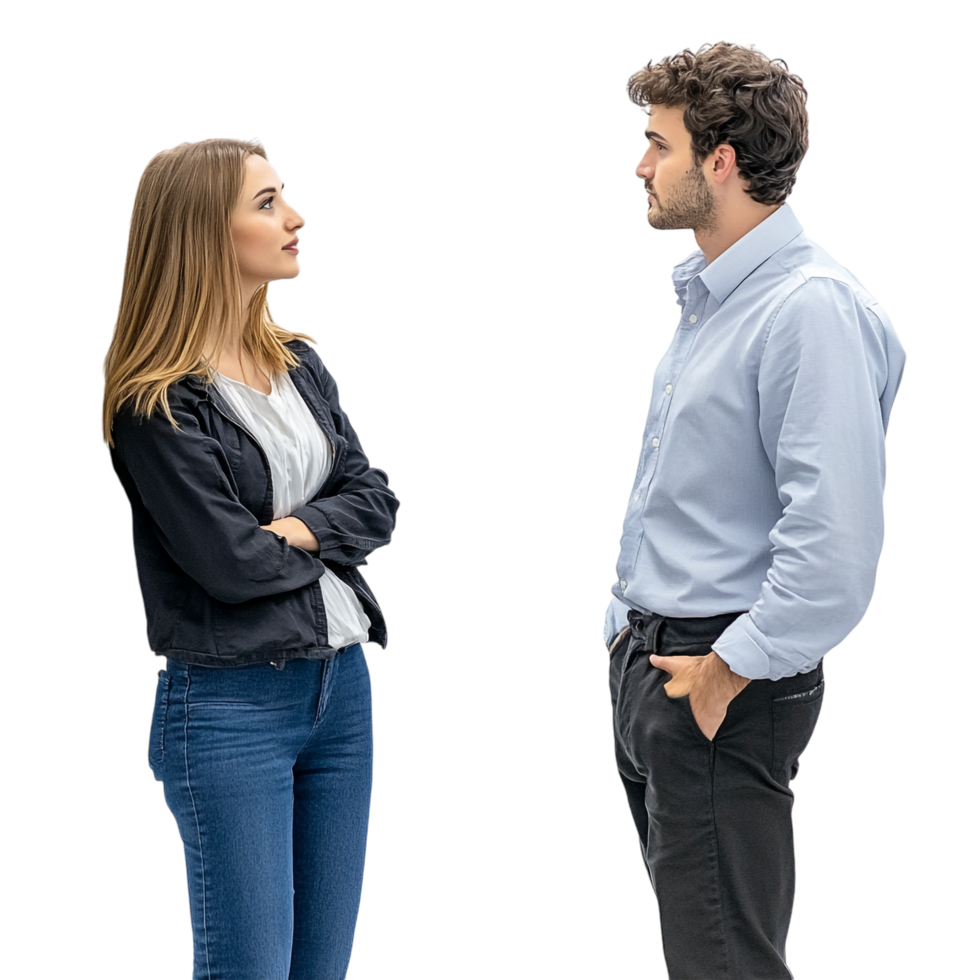 A man and woman standing next to each other png