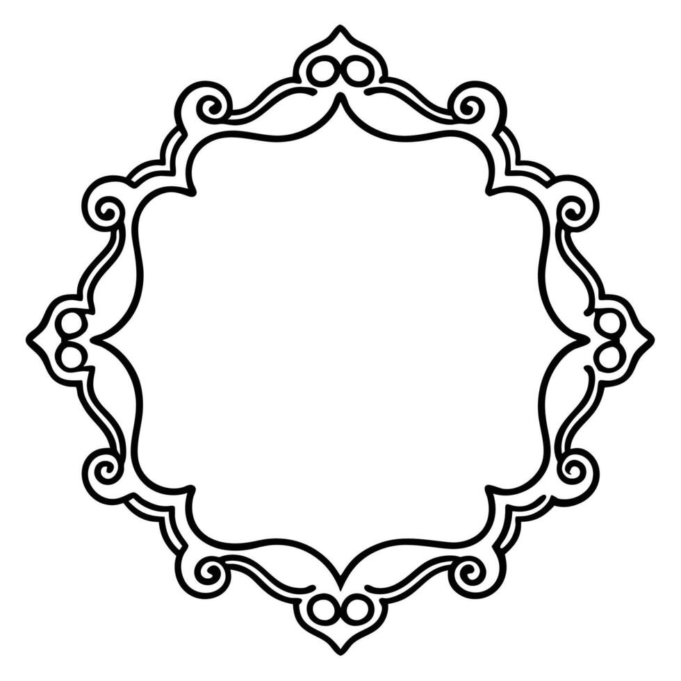a black and white drawing of a circular frame vector