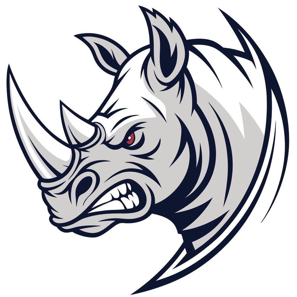 an angry rhino head with a red mouth vector