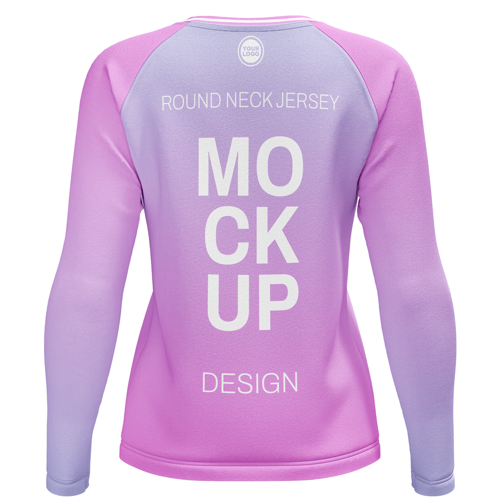 back view raglan women round neck short sleeve tshirt jersey mockup psd