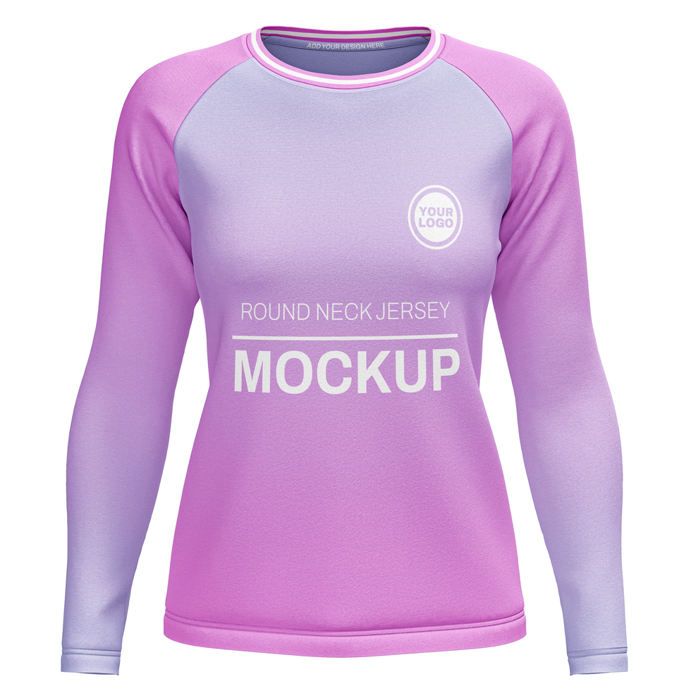 raglan women round neck short sleeve tshirt jersey mockup front view psd