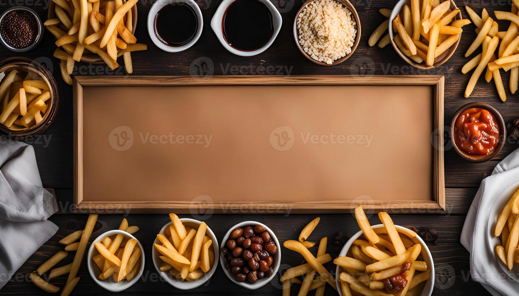 French Fries and Dips for a Delicious Meal photo
