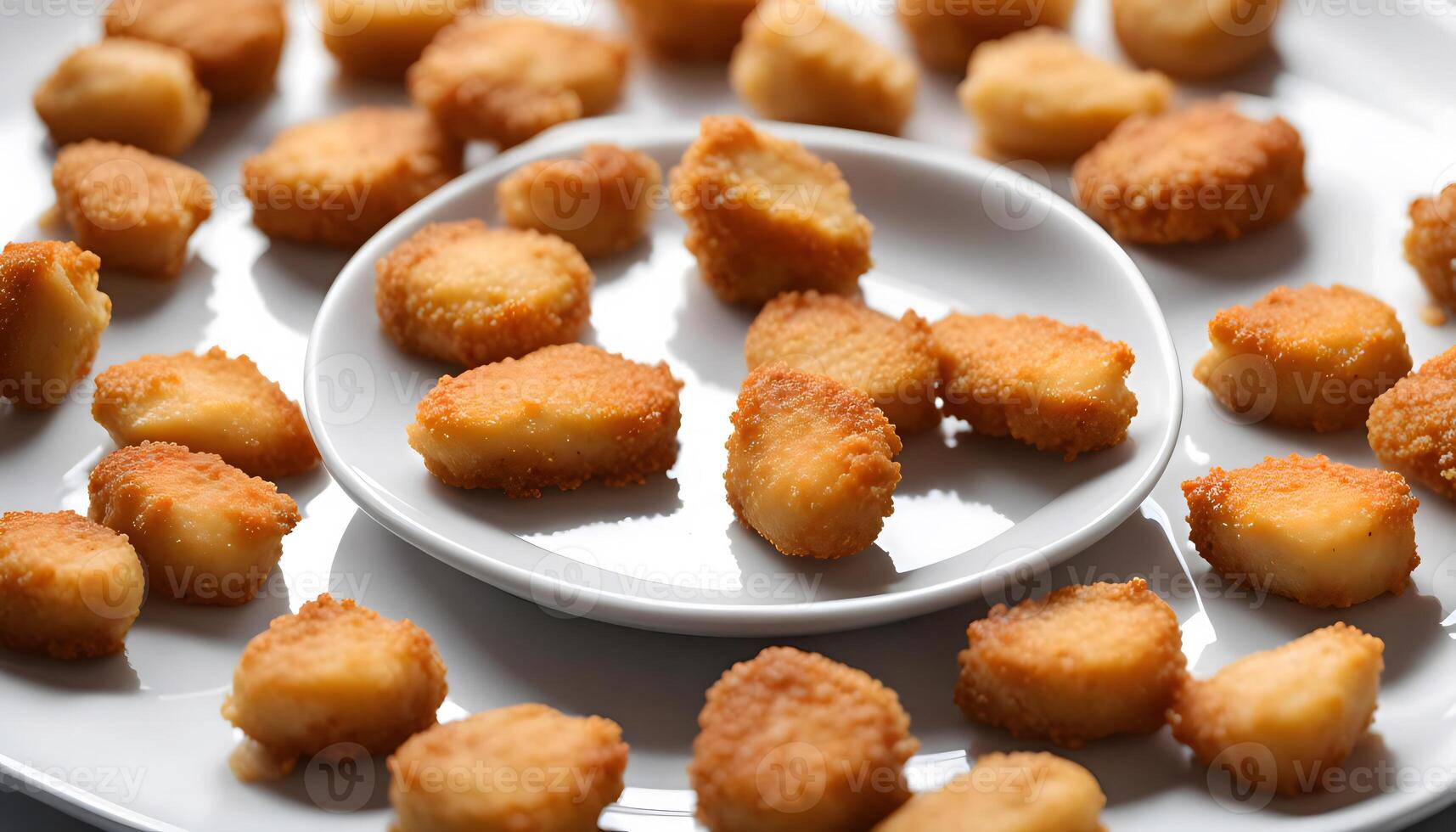 Crispy Fried Chicken Nuggets on a White Plate photo