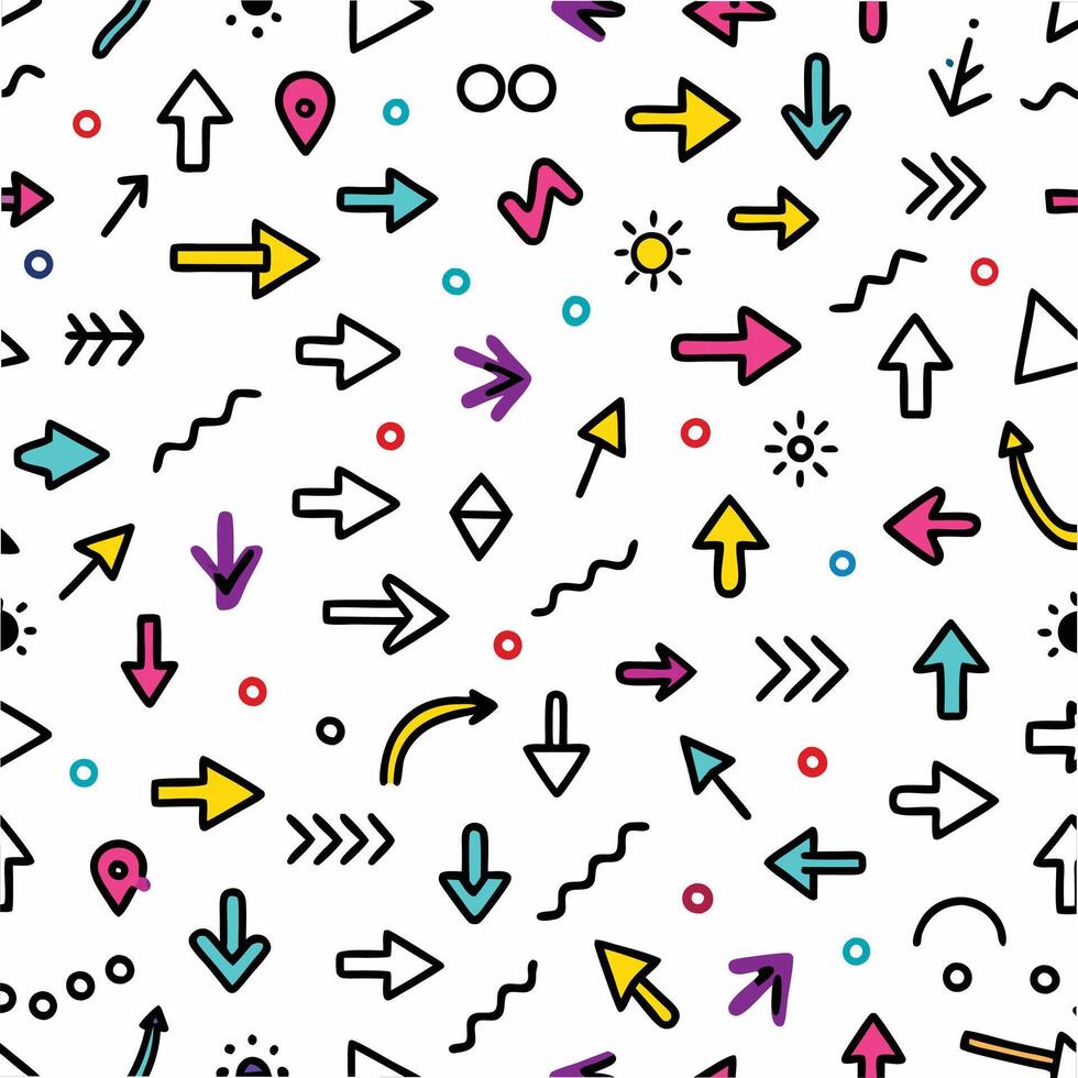 a colorful pattern with arrows and other symbols vector