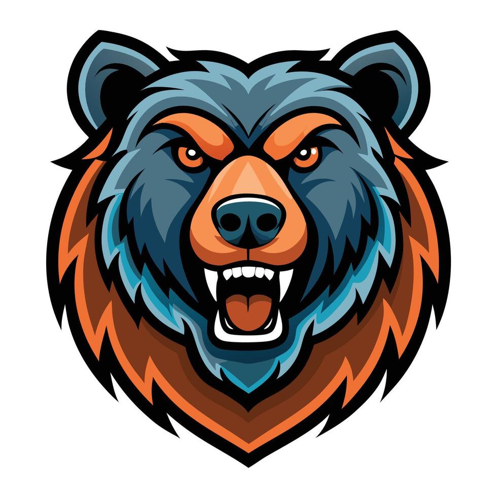 the head of a bear with an angry expression vector