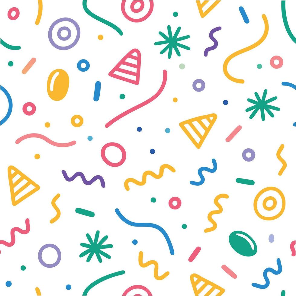 a colorful party background with confetti and streamers vector