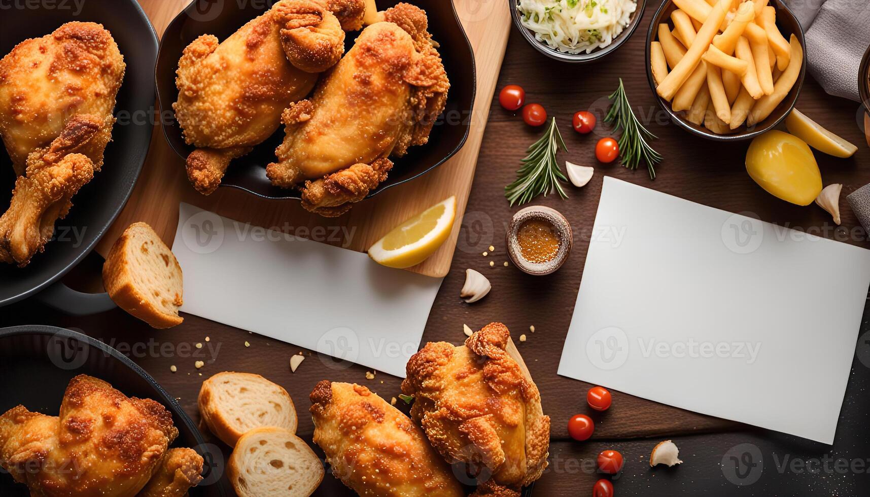 Fried Chicken and Fries Flat Lay photo