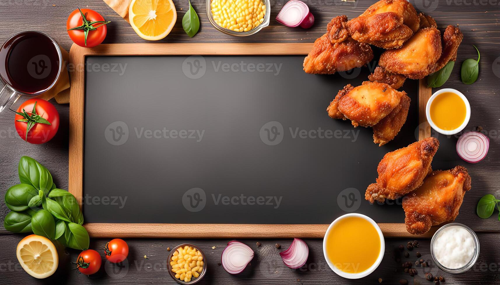 Delicious Fried Chicken Wings with Lemon, Basil, and Tomatoes photo