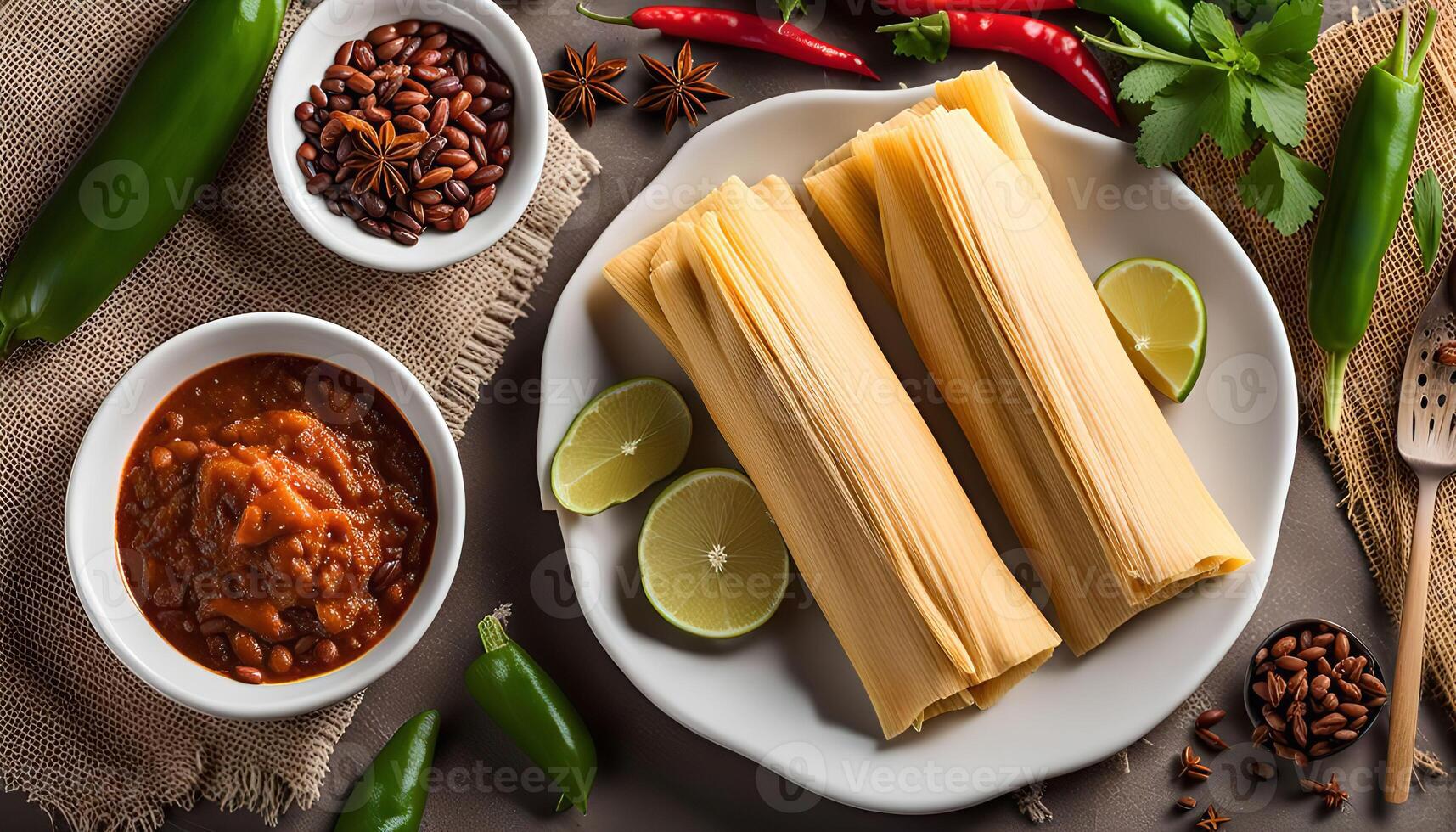 Traditional Mexican Tamales with Chili and Lime photo