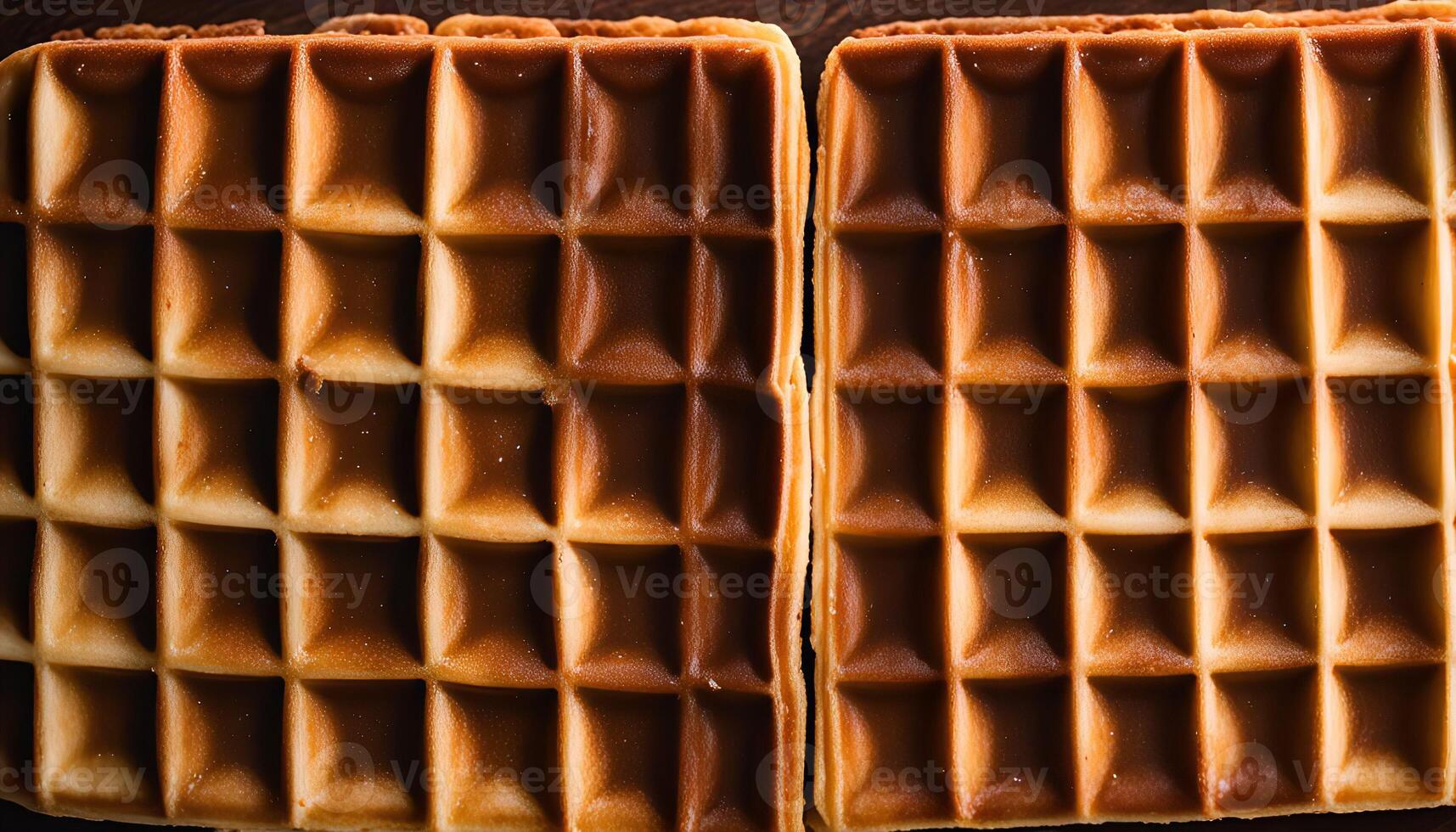 Close-up of Two Golden Waffles photo