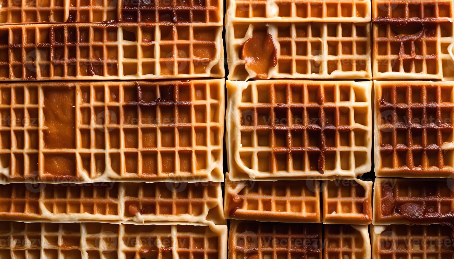 Close-up shot of several square waffles photo