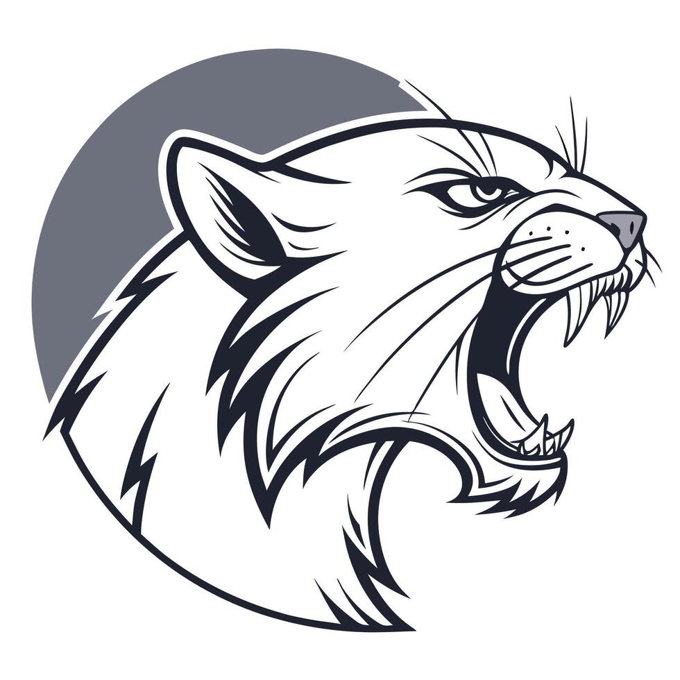 a black and white image of a panther head vector