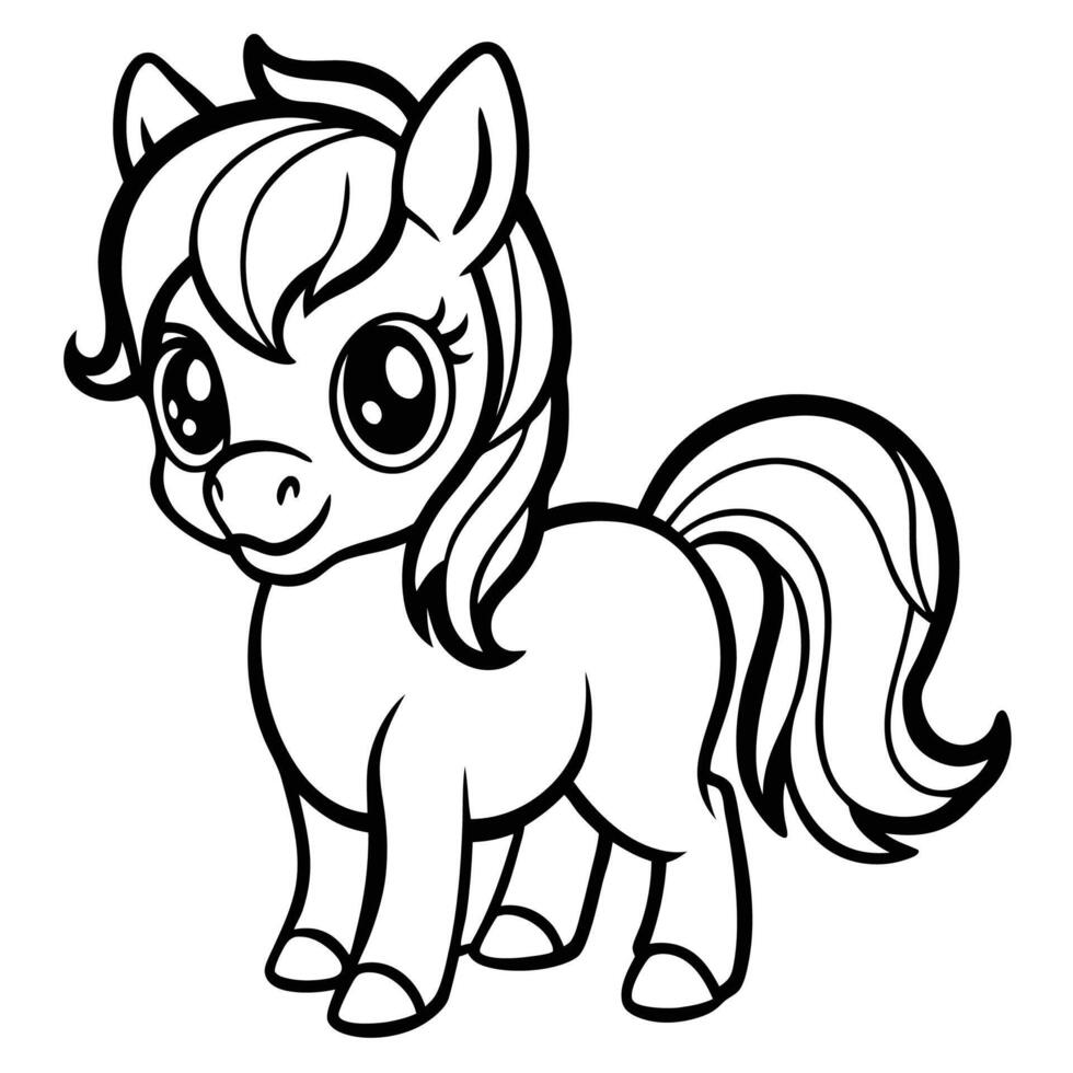 cute little pony coloring pages for kids vector