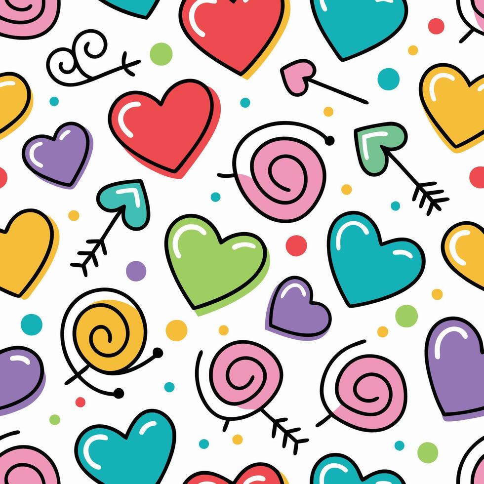 seamless pattern with hearts and arrows vector