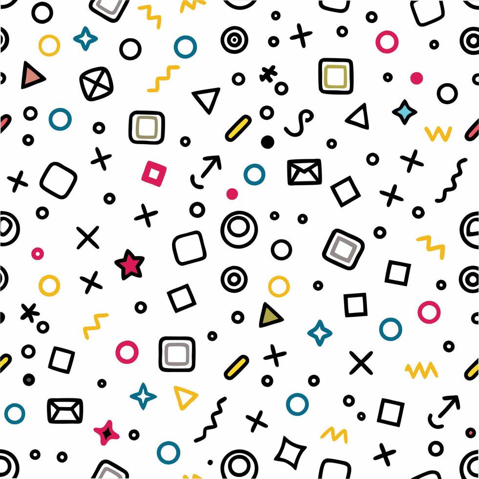 seamless pattern with geometric shapes and symbols vector