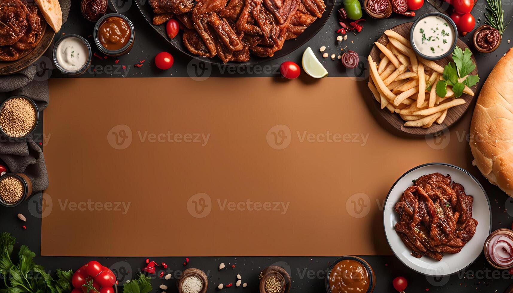 Delicious Food Arrangement with Copy Space photo