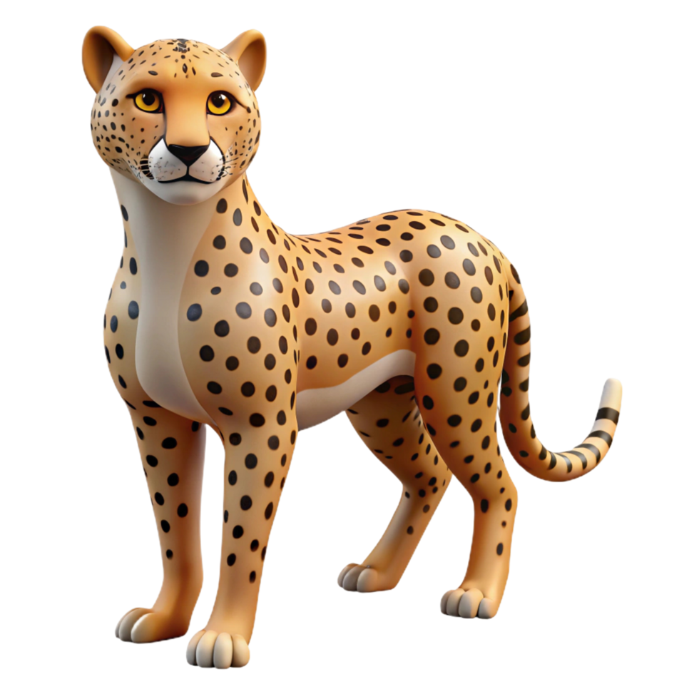 Adorable 3D Render of a Cheetah, Standing Pose, png