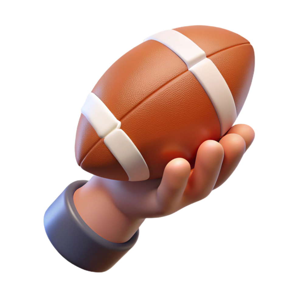 3D Render of a Hand Holding an American Football png