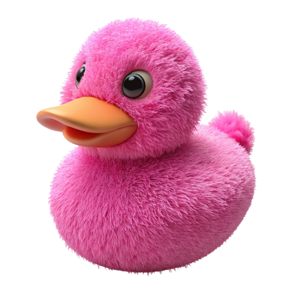 Adorable Pink Fuzzy Rubber Duck Toy png