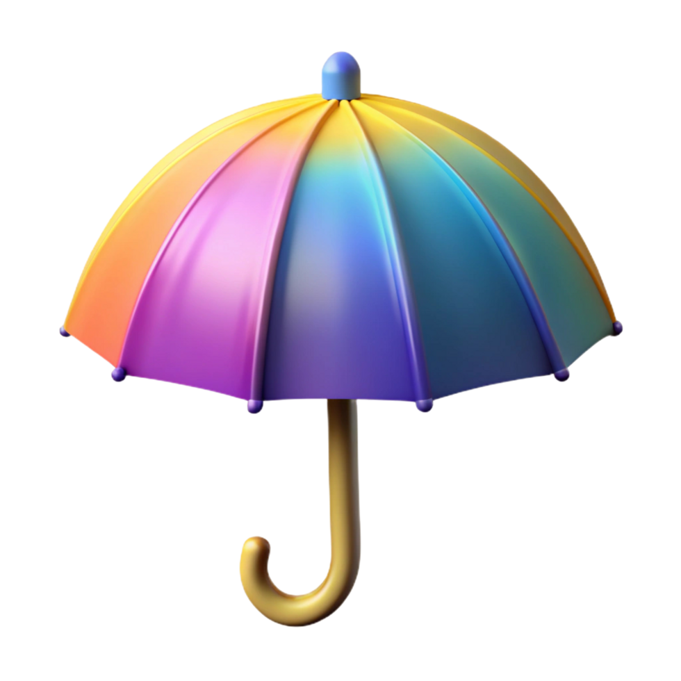 Colorful Rainbow Umbrella 3D Render - Protection png