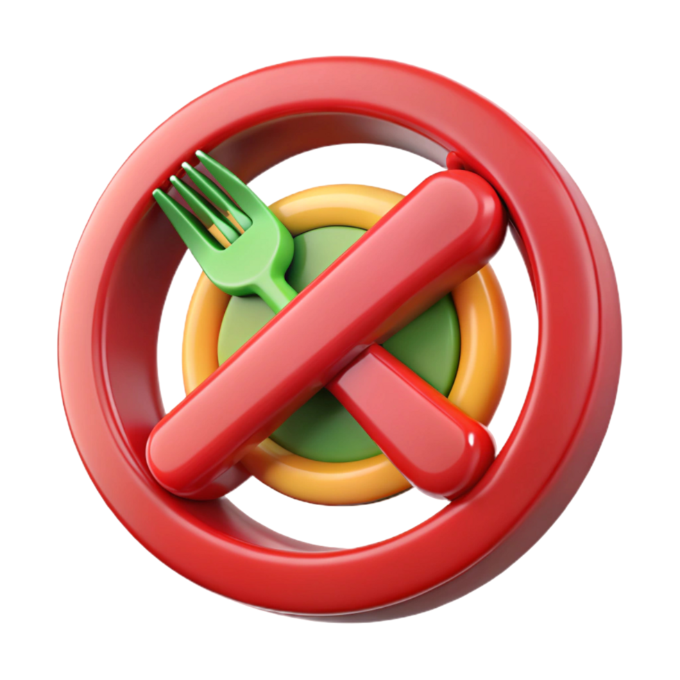 3D Render of No Food Sign Prohibition Symbol png