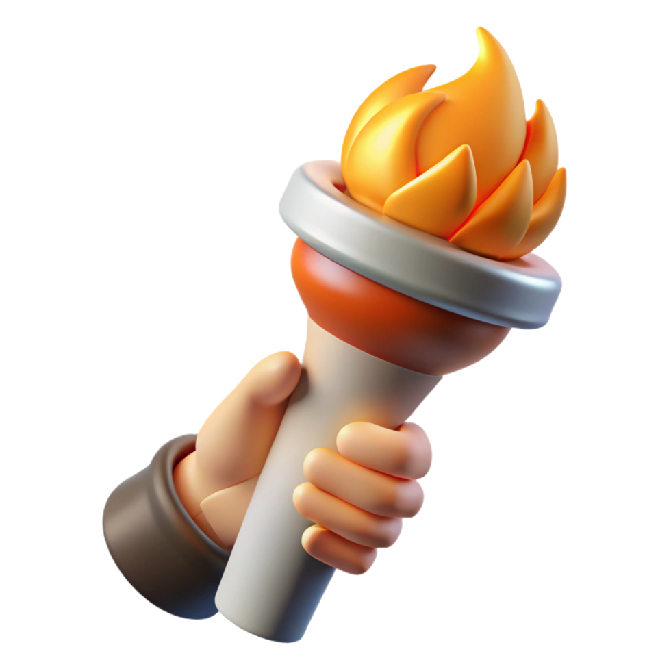 3D Render of a Hand Holding a Burning Torch png