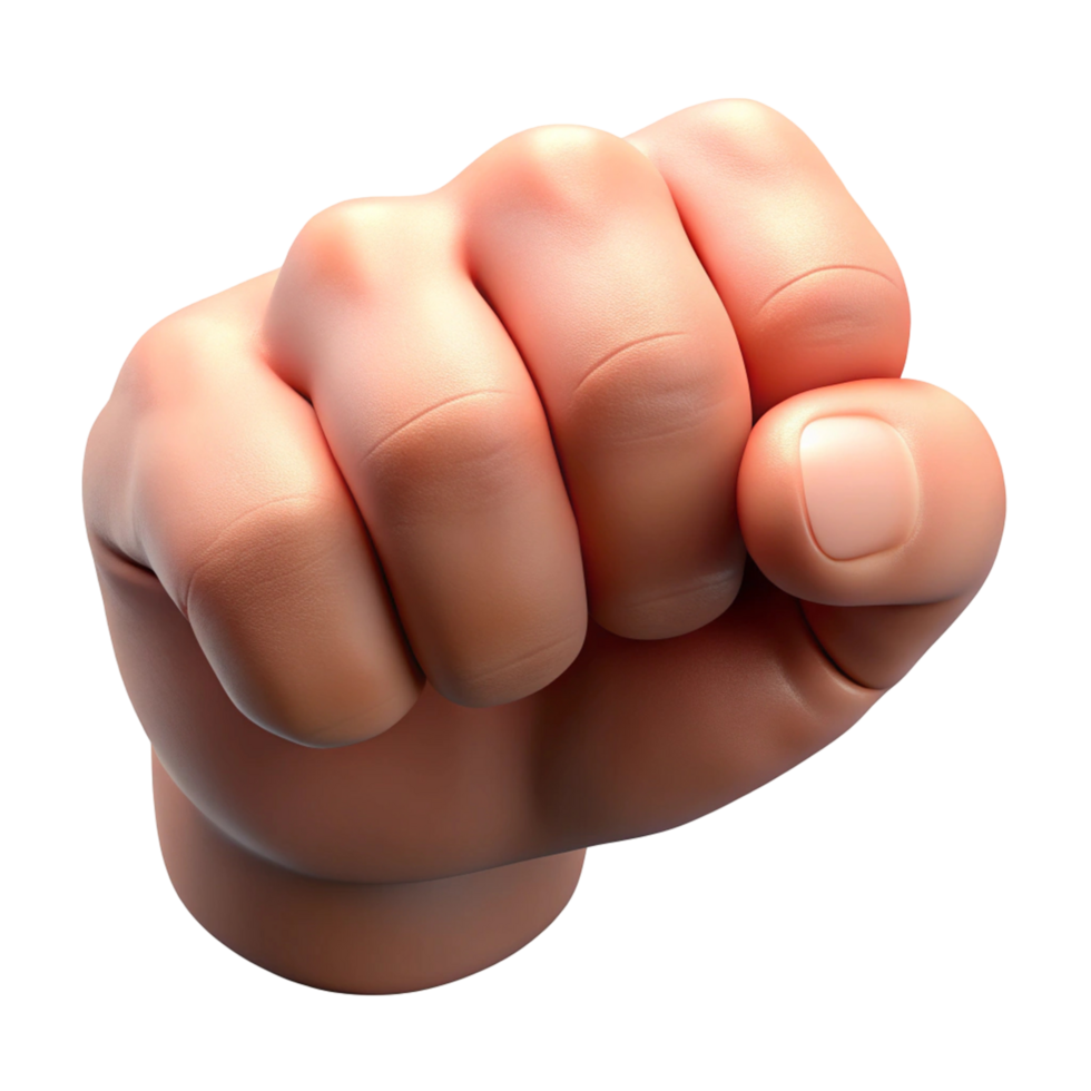 3D Render of a Closed Fist, Strong Hand Gesture png