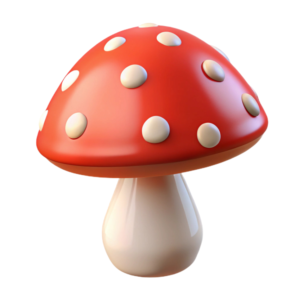 3D Render of a Cartoon Red Mushroom png