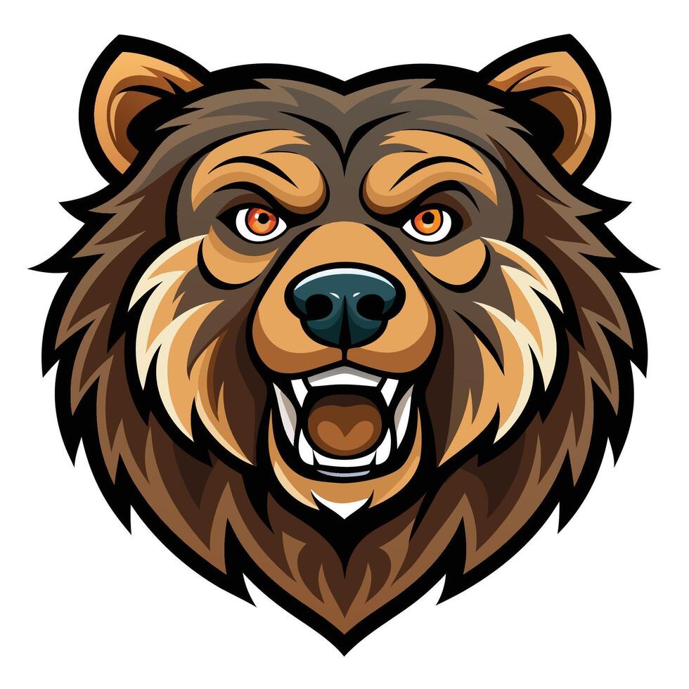 a bear head with an angry expression vector