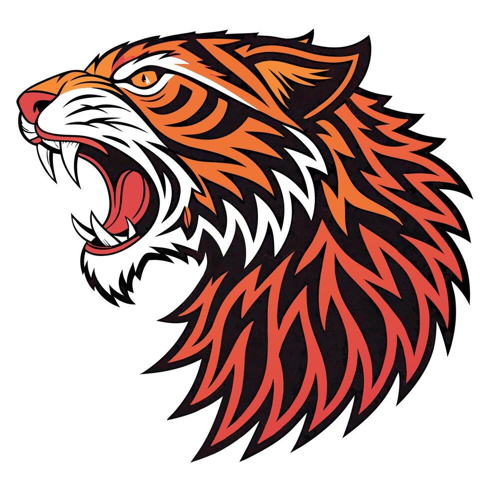 a tiger head with its mouth open vector
