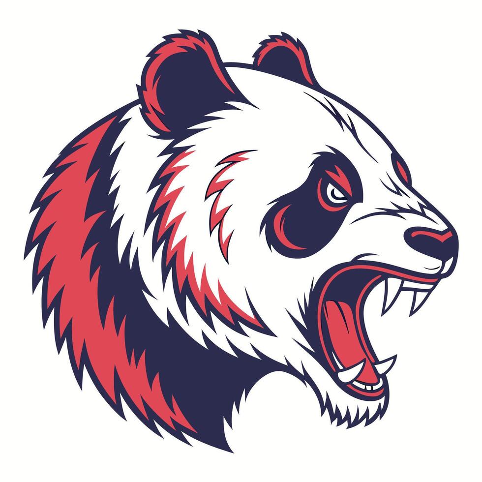 the head of a panda bear is shown with its mouth open vector