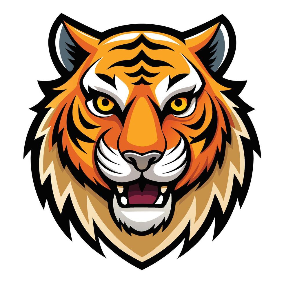 a tiger head with an angry expression vector