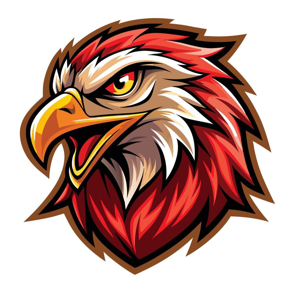 an eagle head with a red and white feather vector