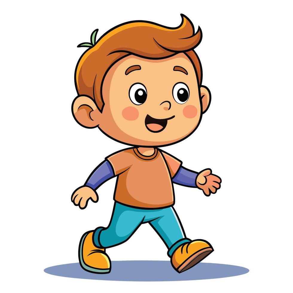 cartoon boy walking on white background vector