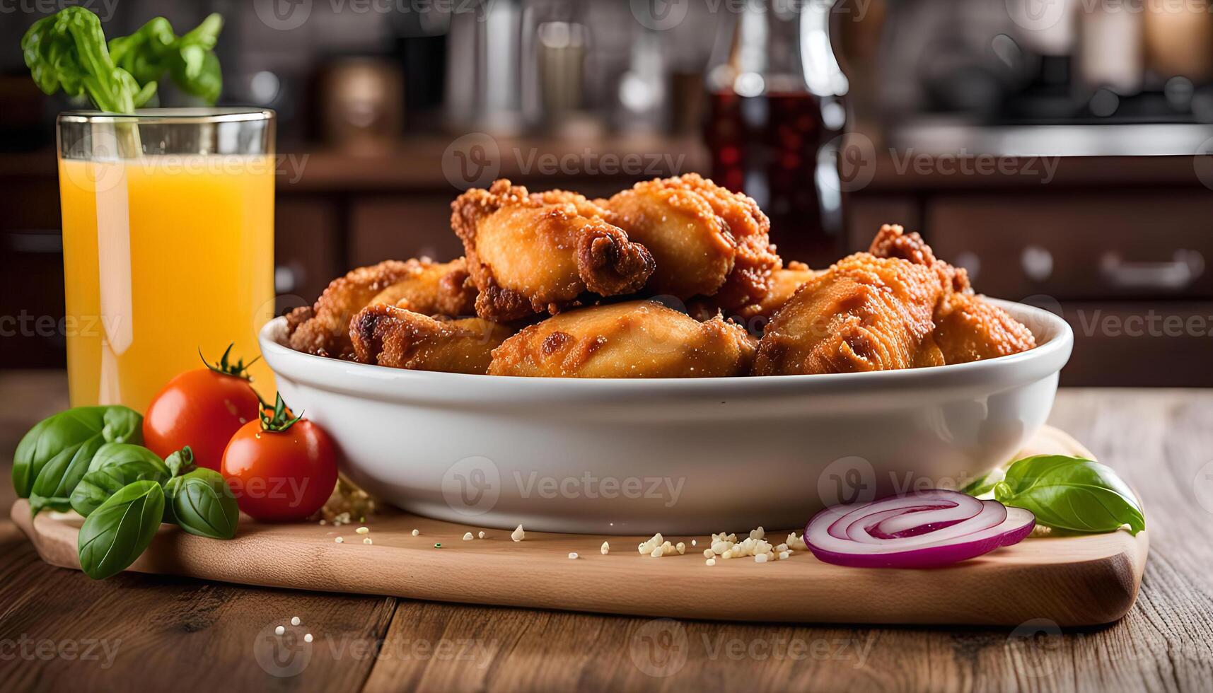 Fried Chicken Wings with Side Dishes photo
