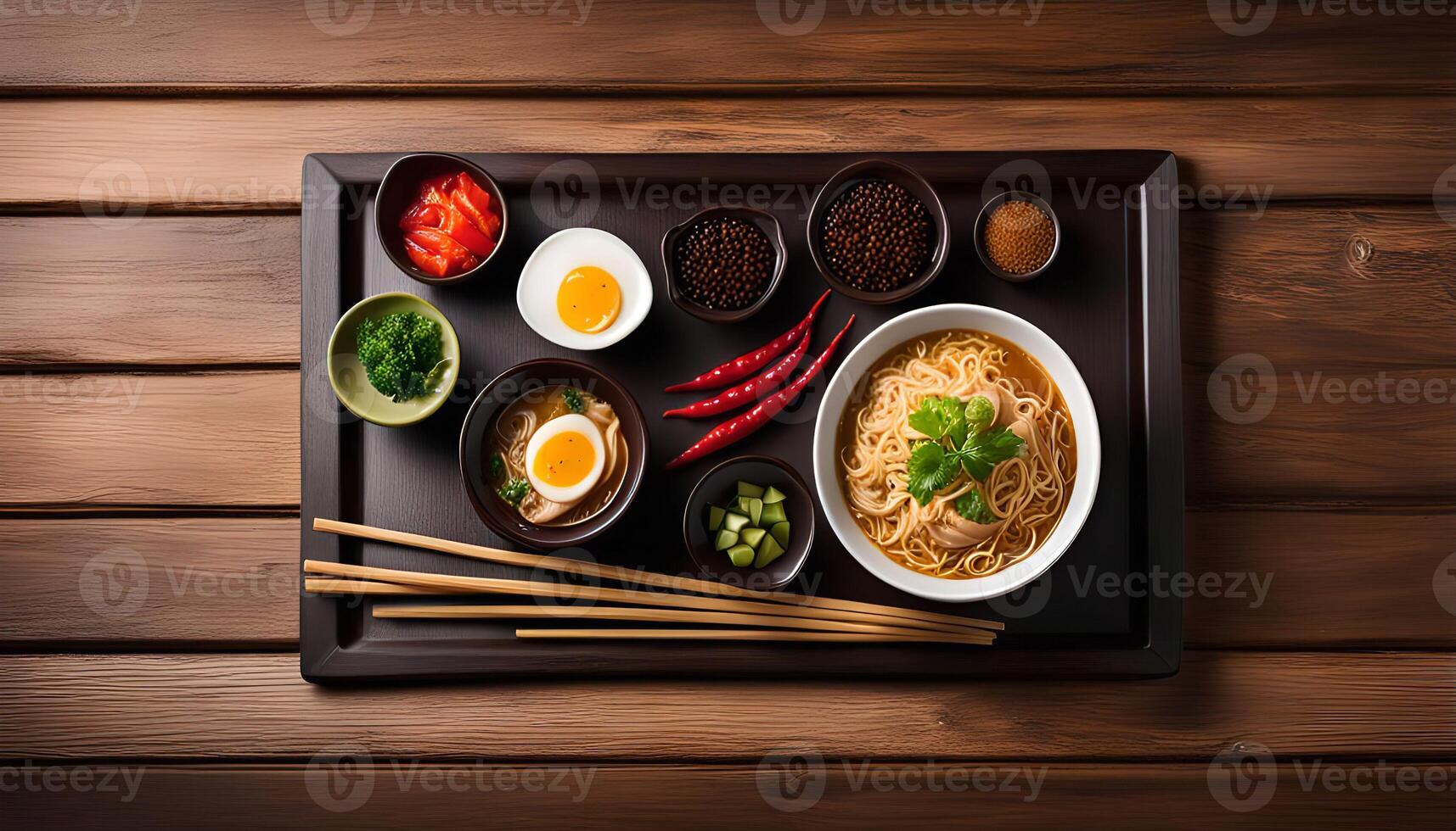 Ramen Noodles with Chili Peppers and Egg photo