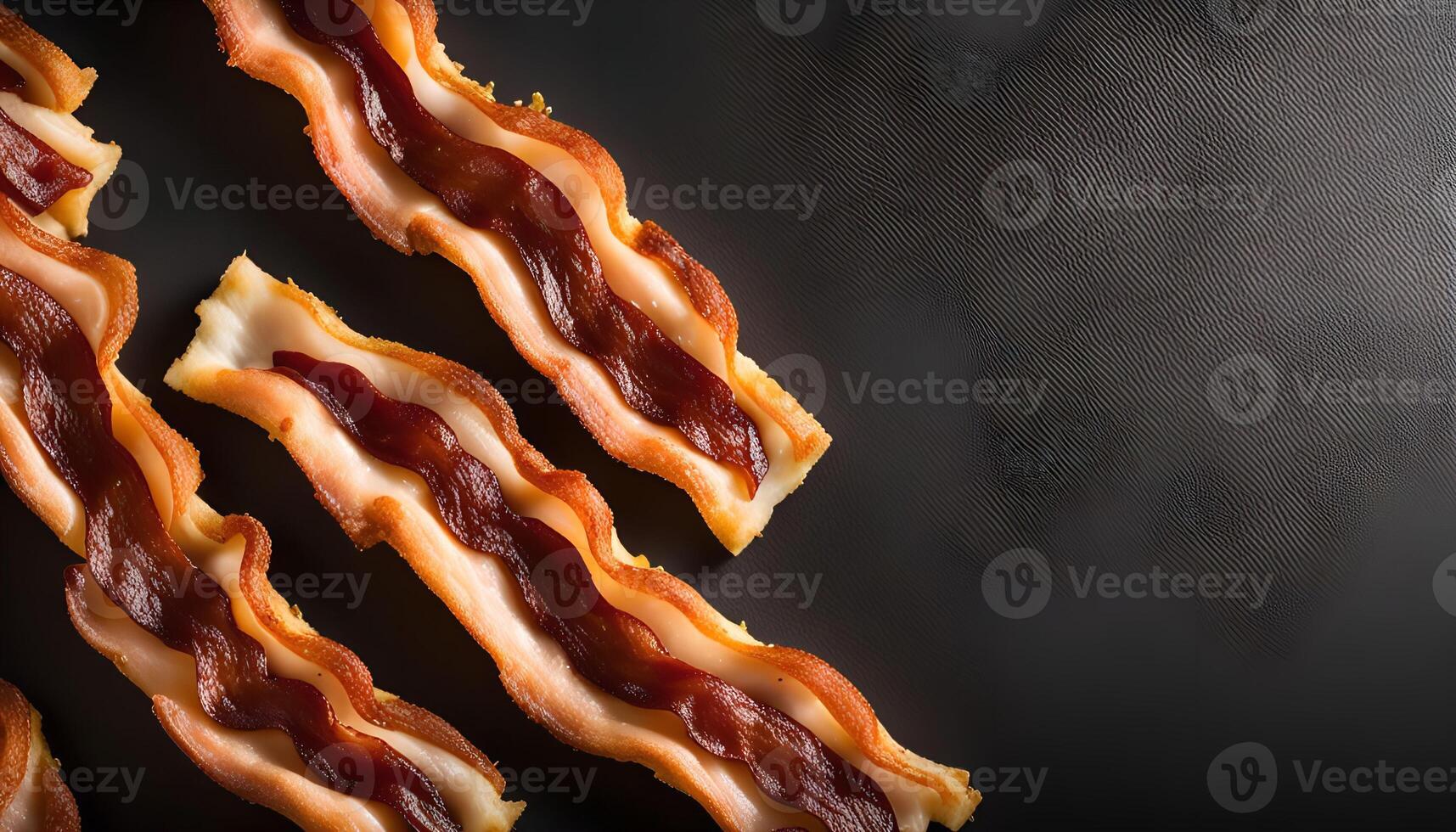 Crispy Bacon Strips on a Dark Background photo