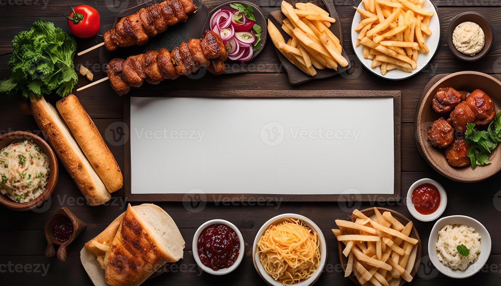 Appetizing Food Arrangement with Blank Space photo