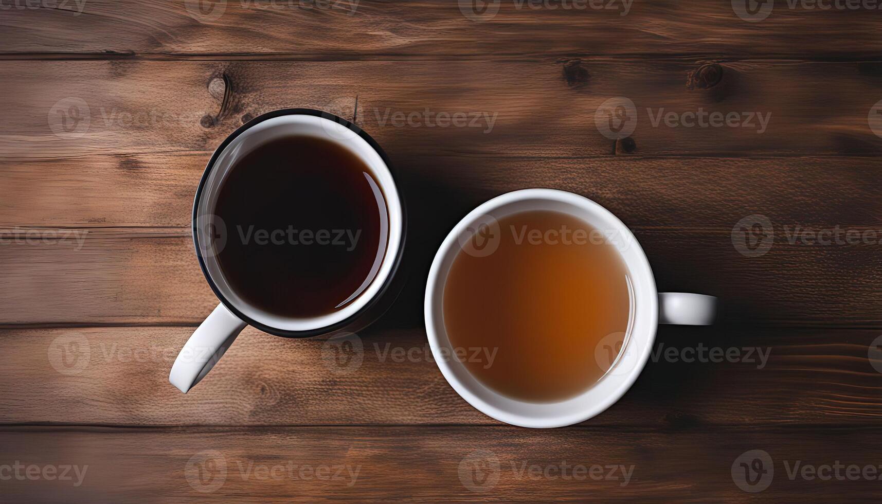 Two Cups of Tea on Wooden Table photo