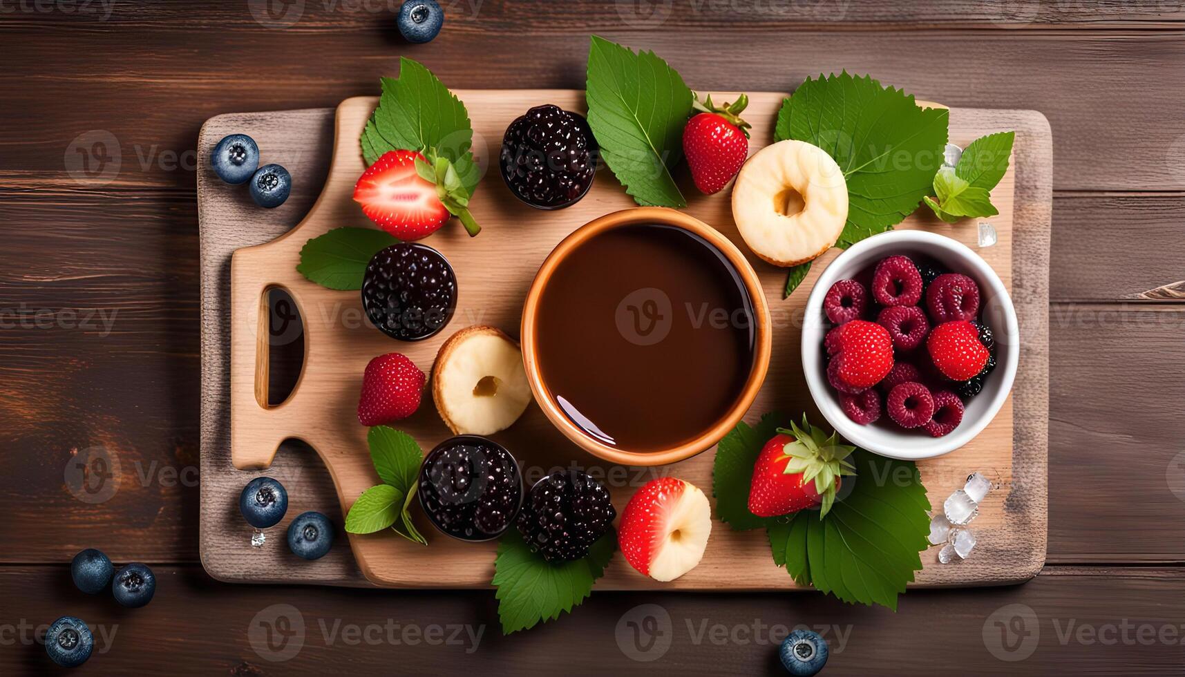 Delicious Chocolate Fondue with Fresh Berries photo