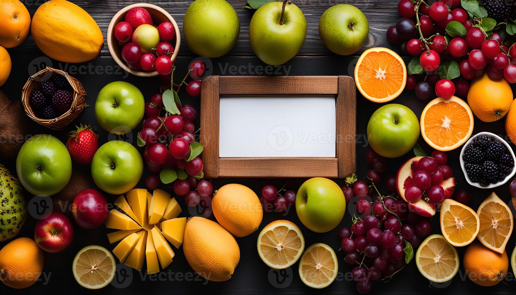 Fresh Fruits and Blank Frame photo