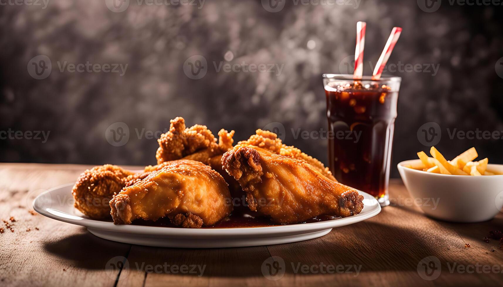 Crispy Fried Chicken with Cola and Fries photo