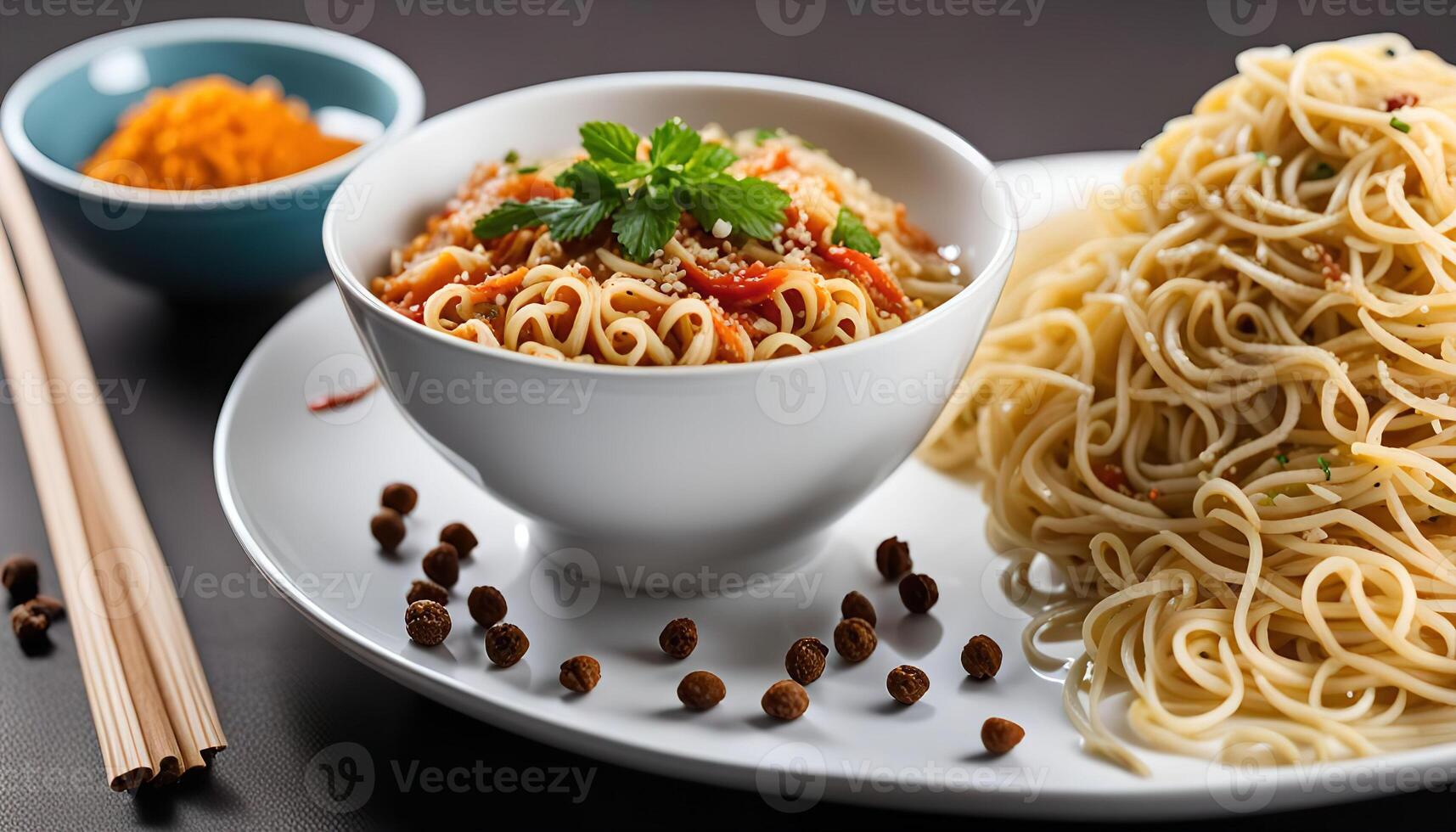 Delicious Noodles with Red Sauce photo