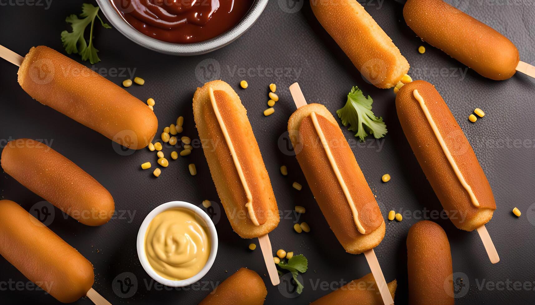 Corn Dog Delights A Close Up Look at a Delicious Snack photo