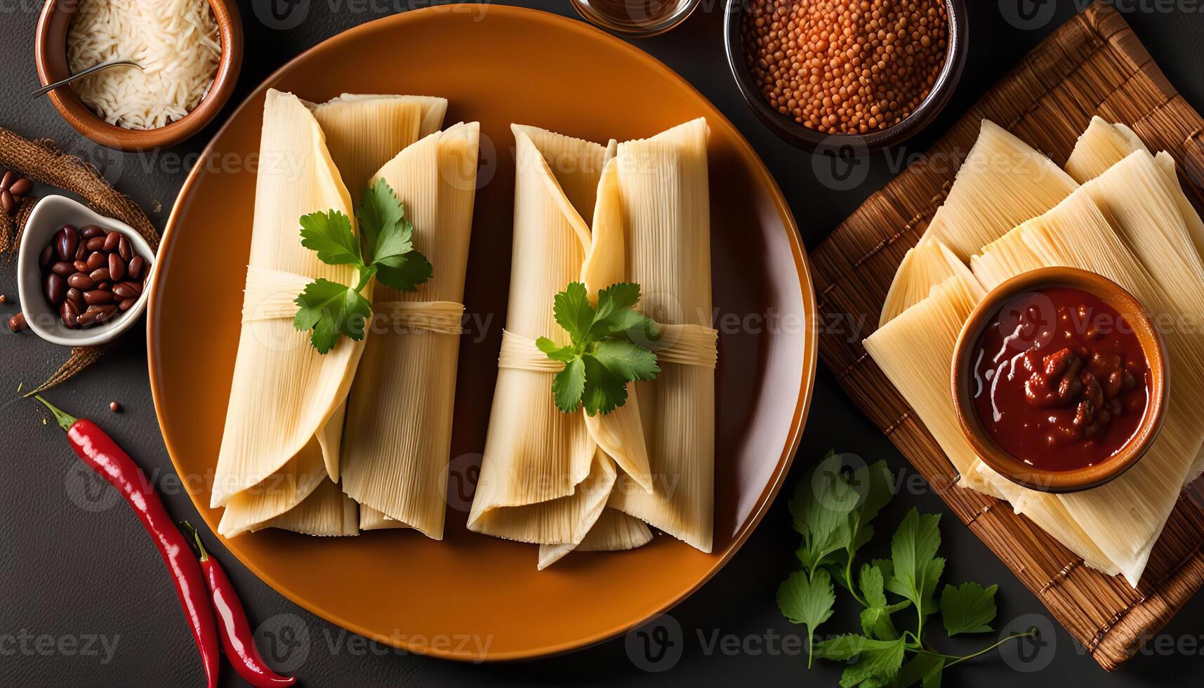 Delicious Tamales Wrapped in Corn Husks photo