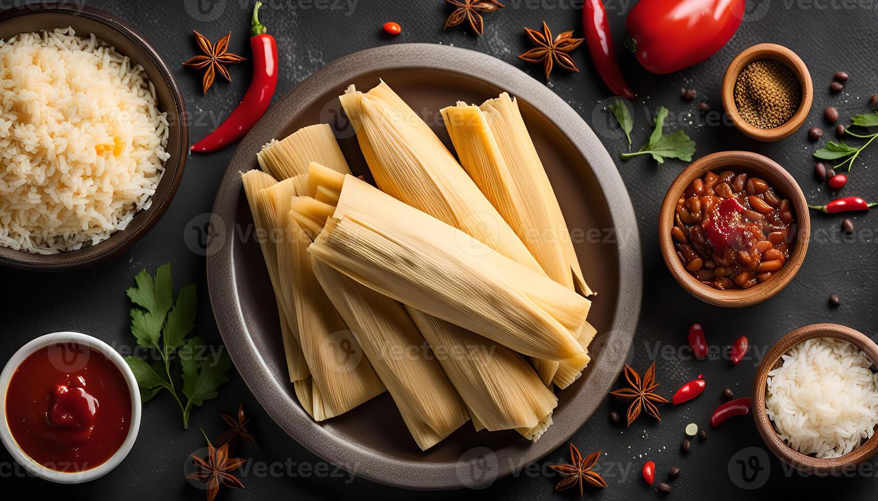 Mexican Tamales on Black Background photo