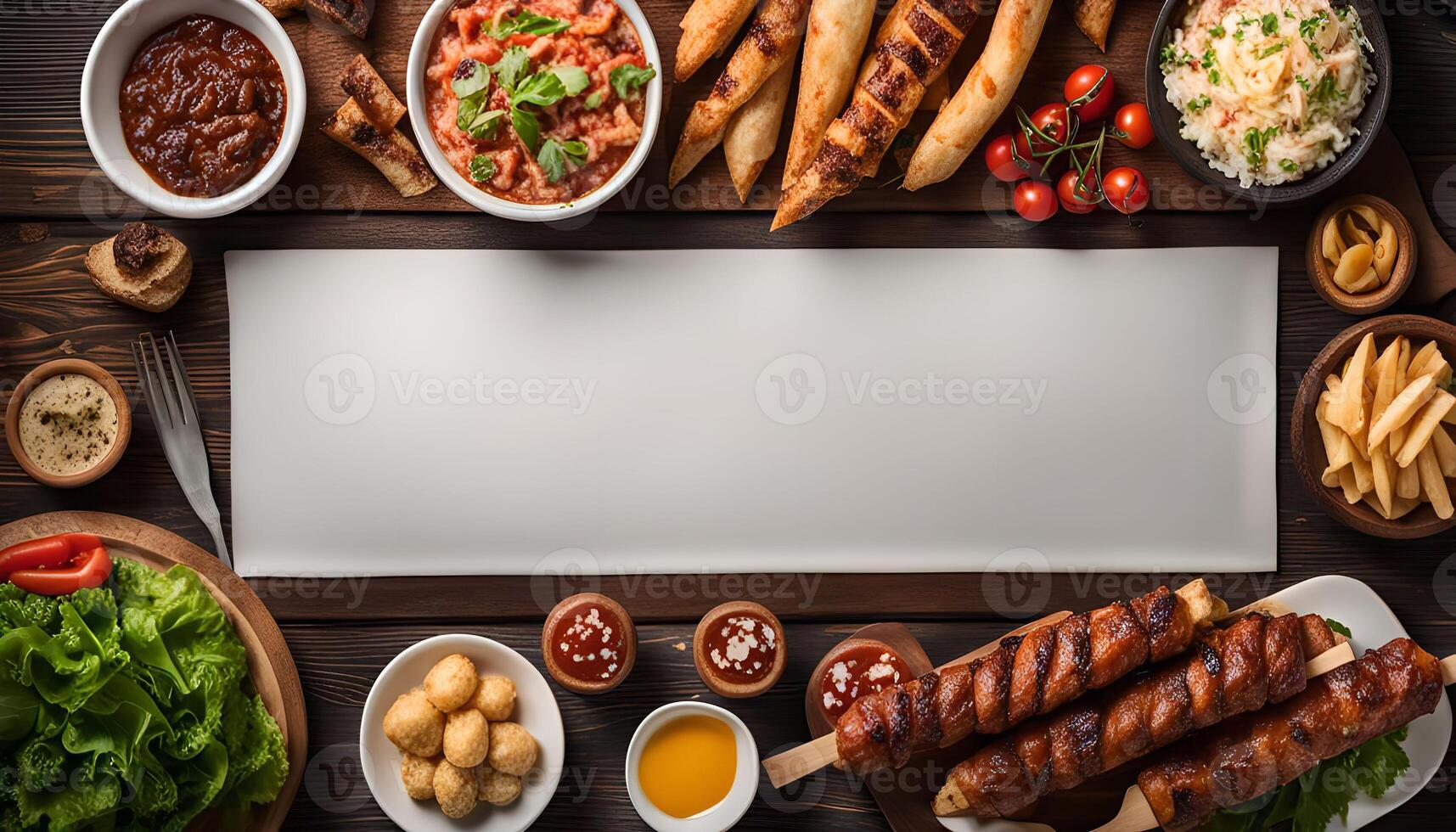 Food Flat Lay with Blank Space photo