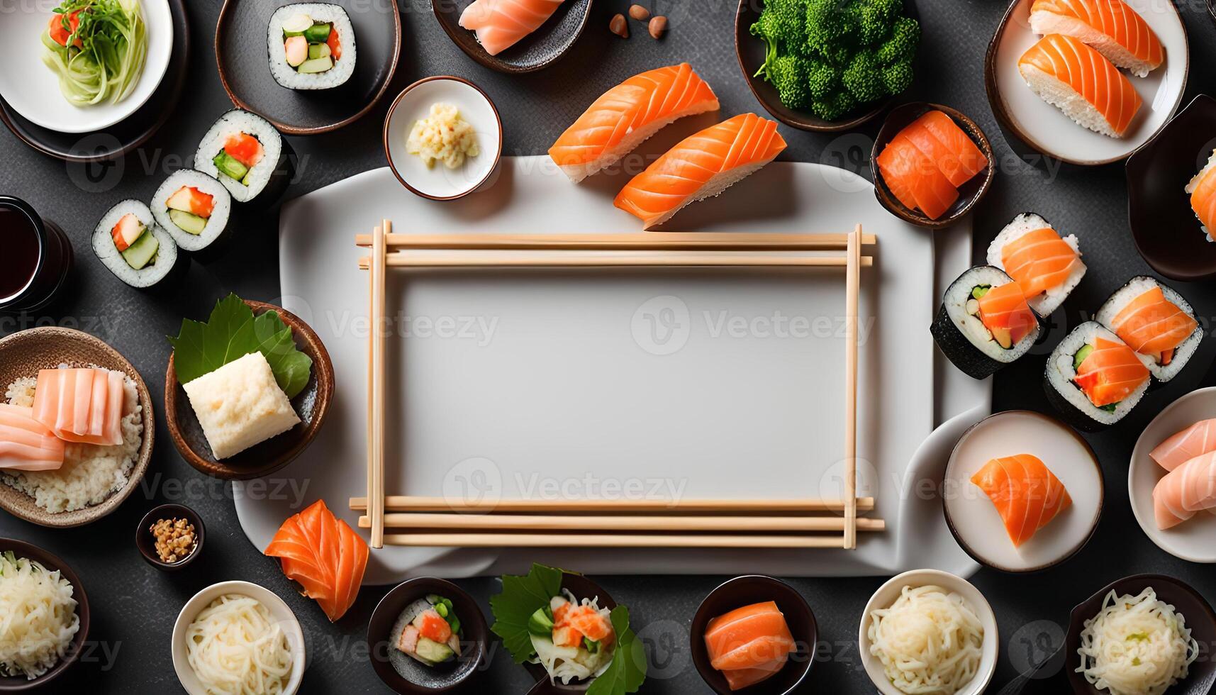 Sushi Platter with Chopsticks photo