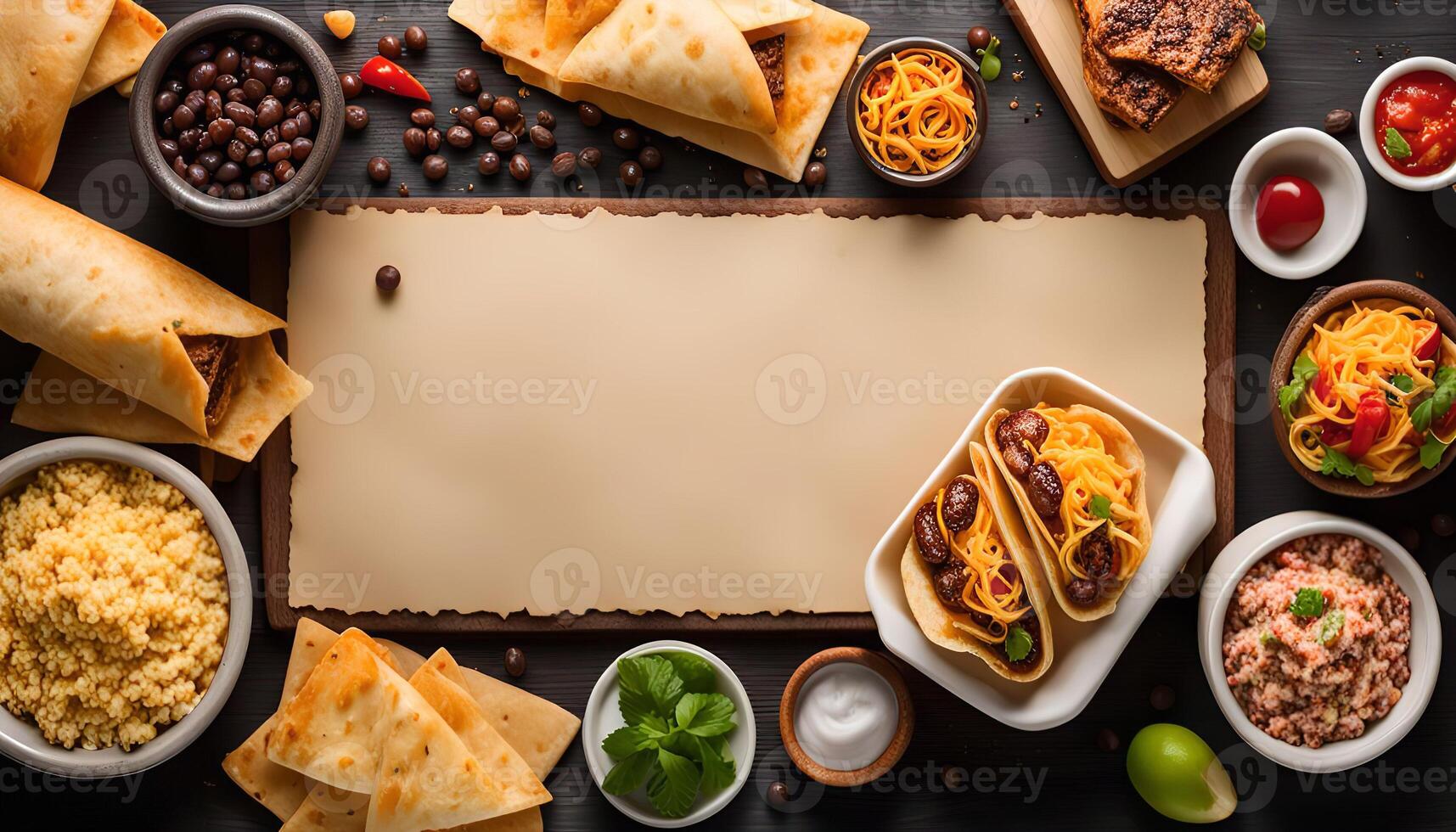 Mexican Food Flat Lay with Copy Space photo