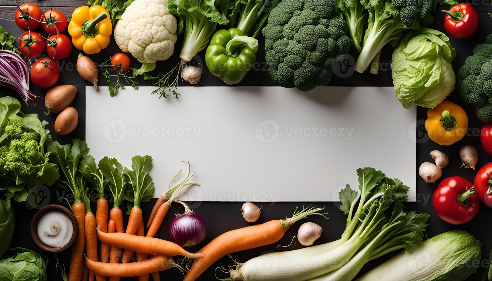 Fresh Vegetables Border with White Background photo